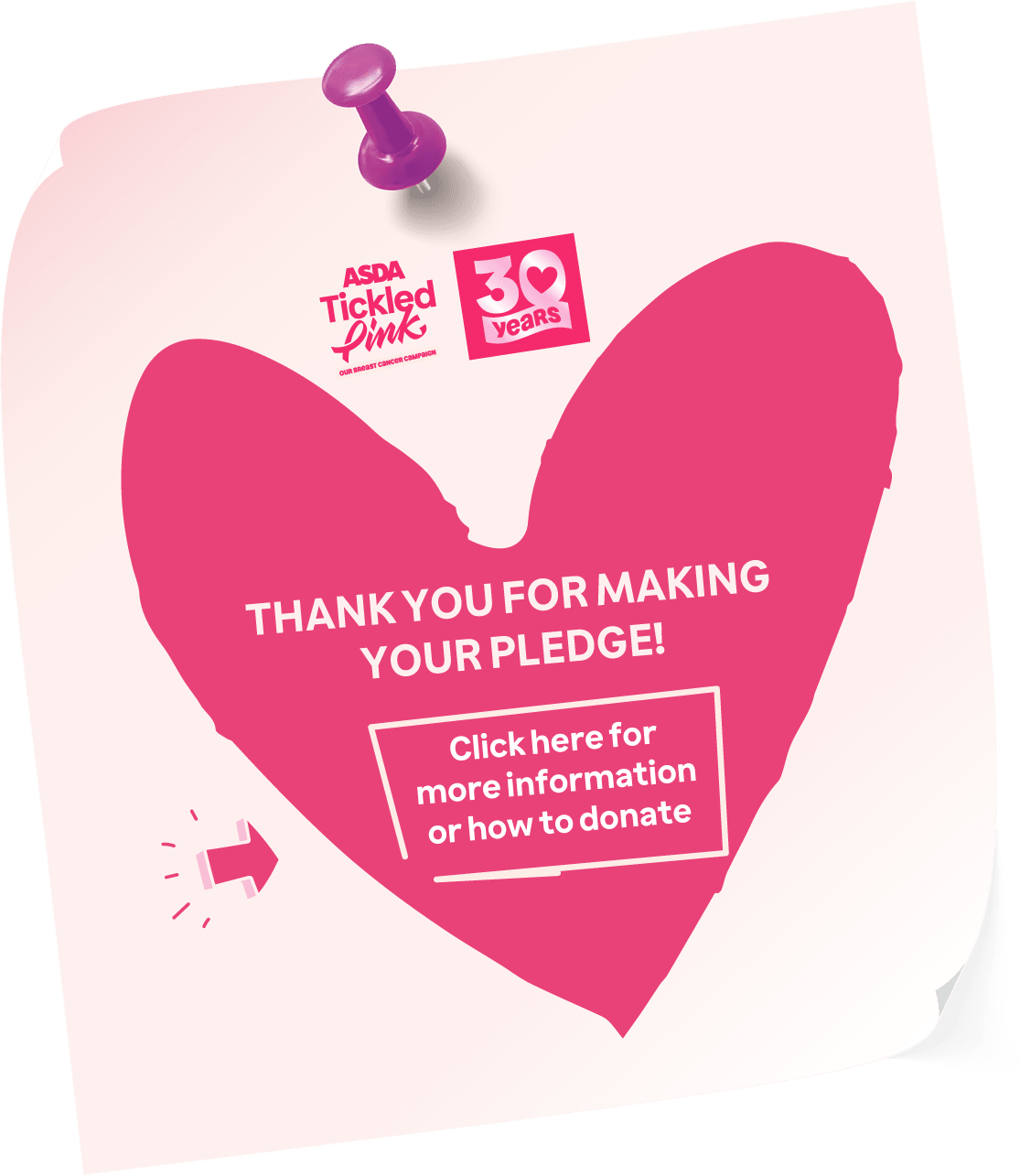 Thank you for making your pledge. More information or how to donate.
